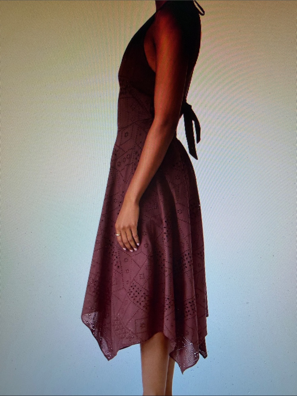 Steve Madden Brown Eyelet Asymmetrical Halter Dress